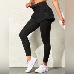 Solid 2 In 1 Running Compression Athletic Workout Leggings With Phone Pocket.
